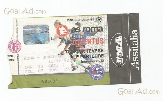 Biglietto Roma Juventus 15/11/1998 2-0